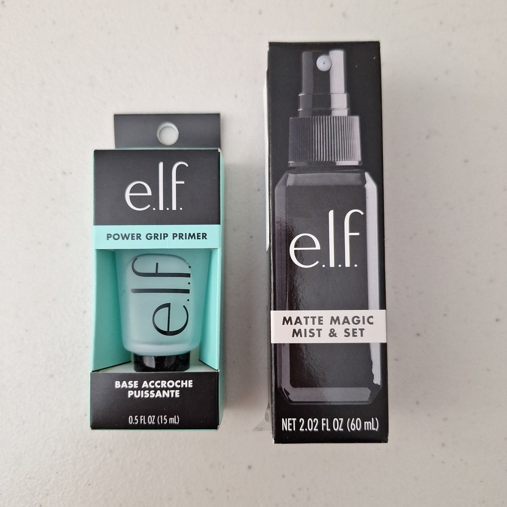 NEW E.L.F. Power Grip Primer Base 0.5 Fl Oz & Matte Magic Mist And Set 2 Fl Oz